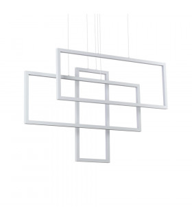 Marco LED integrado suspensión 1 bombilla Metal, aluminio blanco