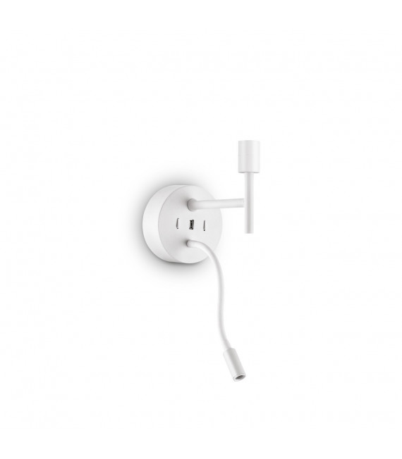 Aplique de pared con luz de lectura Set Metal, aluminio blanco 20,5 Cm