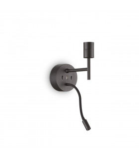 Aplique de pared con luz de lectura Set Metal, Aluminio negro 20,5 Cm