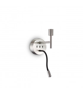 Wall lamp with reading light Set Metal, aluminum Nickel 20.5 Cm