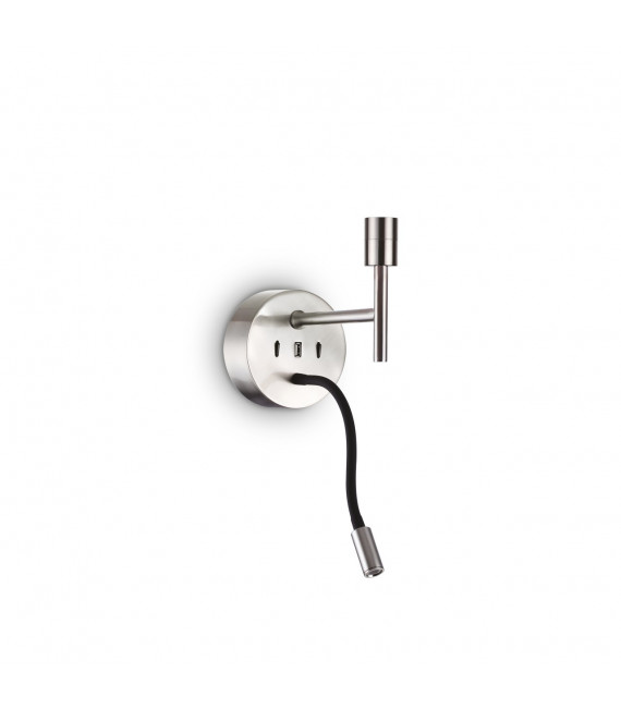 Aplique de pared con luz de lectura Set Metal, aluminio Níquel 20,5 Cm