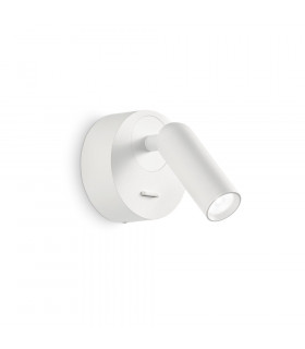 Aplique con lámpara de lectura Bean Glass, metal blanco 1 bombilla 8,5cm