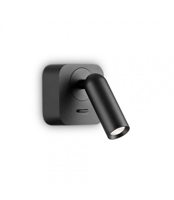 Aplique con lámpara de lectura Bean Glass, metal negro 1 bombilla 8,5cm