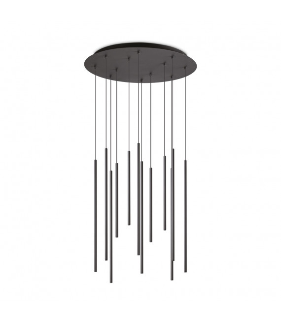 Filo 12-bulb pendant lamp Metal, aluminum Black