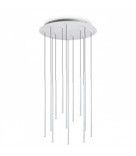 Lámpara colgante Filo 12 luces Metal, aluminio blanco