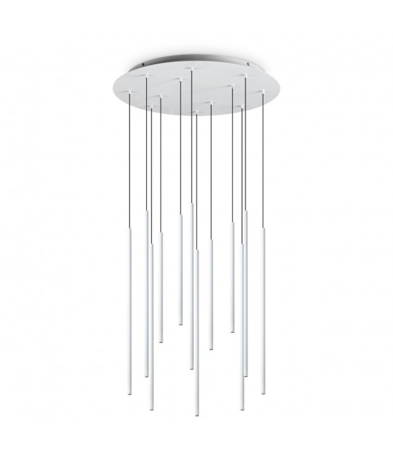 Lampada a sospensione Filo 12 luci Metallo, alluminio bianco