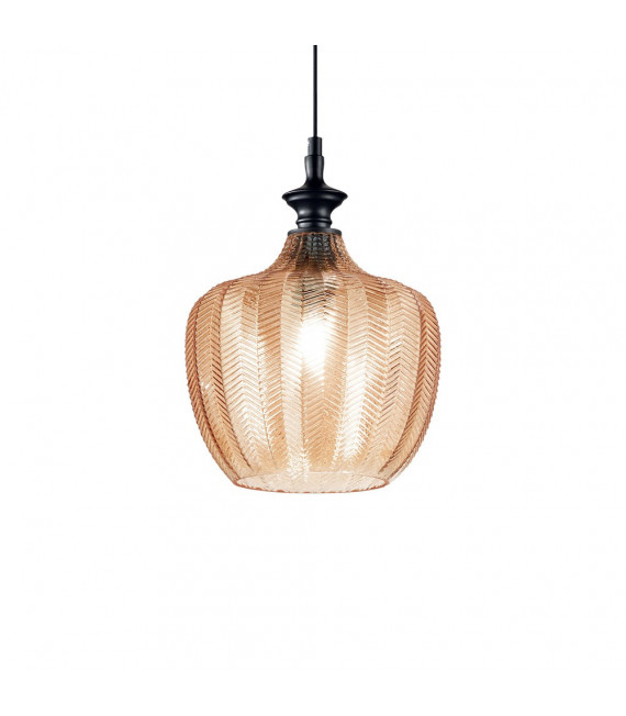 Sospensione Lord 1 lampadina Vetro, metallo ambra