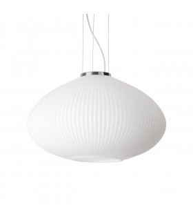 Plisse pendant light 1 bulb Glass, metal Chrome