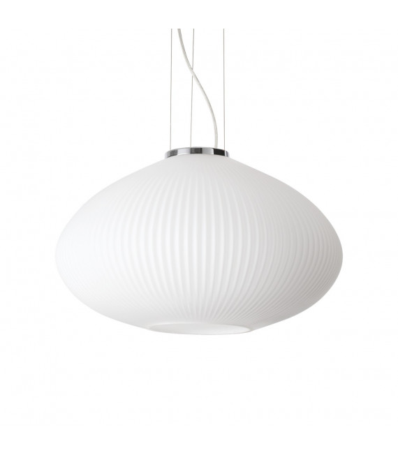 Plisse pendant light 1 bulb Glass, metal Chrome