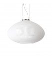 Plisse pendant light 1 bulb Glass, metal Chrome