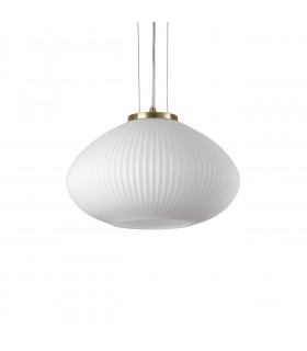Suspension Plisse 1 ampoule Verre,métal Laiton