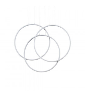 Marco LED integrado suspensión 1 bombilla Metal, aluminio blanco