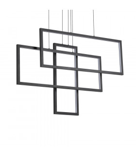 Frame integrated LED suspension 1 bulb Metal, aluminum Black