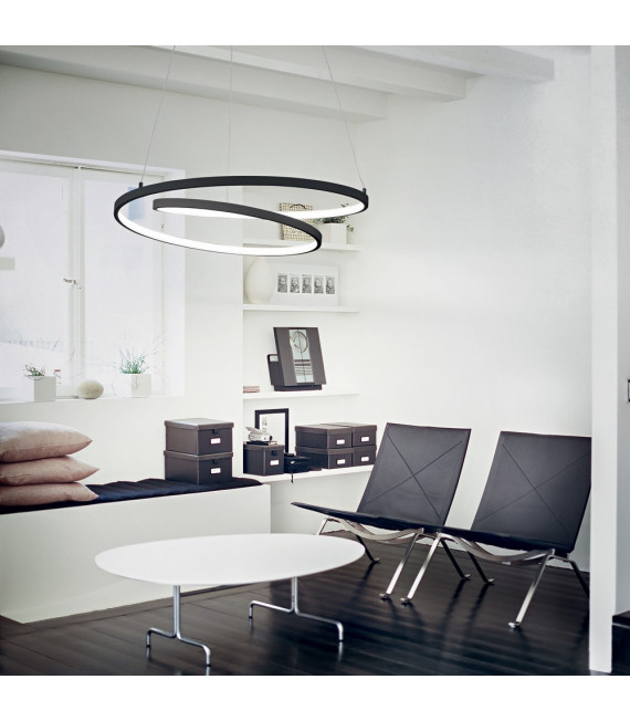 Suspensión LED integrada Bombilla Oz 1 Metal, plástico Negro