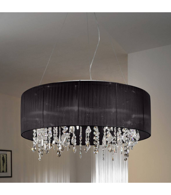 Chandelier en cristal PARALUME chrome 9 ampoules