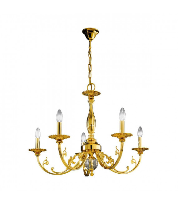 Chandelier classique PISANI Or 24 Carats 5 ampoules