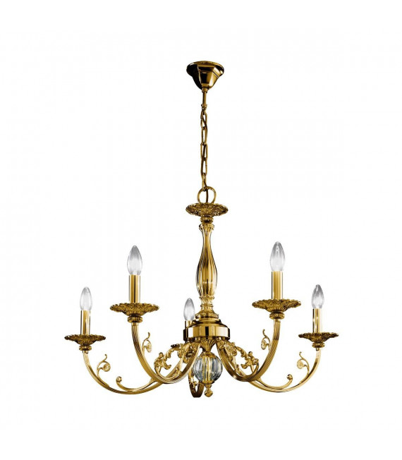 Candeliere classico PISANI in ottone antico 5 lampadine