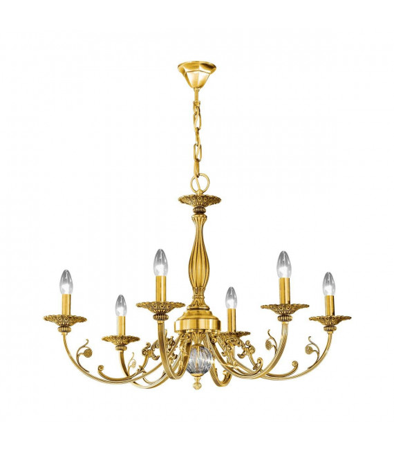 Chandelier classique PISANI or Français 6 ampoules