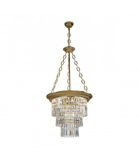 Chandelier classique MILORD CRYSTAL laiton antique 4 ampoules
