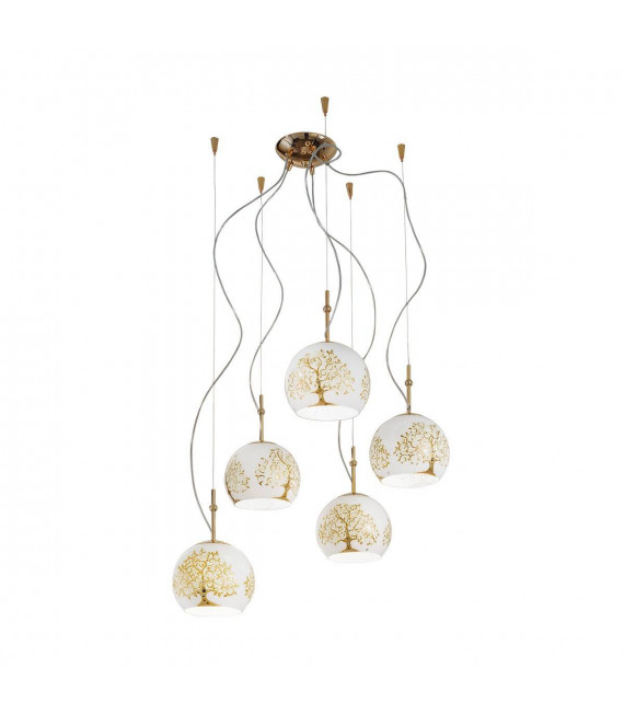 Design Pendelleuchte LUNA Gold 24 Karat 5 Glühbirnen