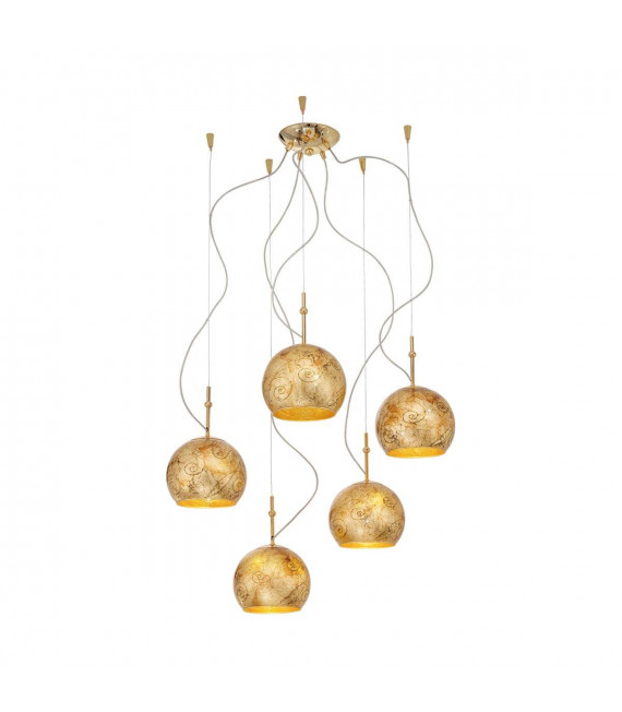 Design Pendelleuchte LUNA Gold 24 Karat 5 Glühbirnen