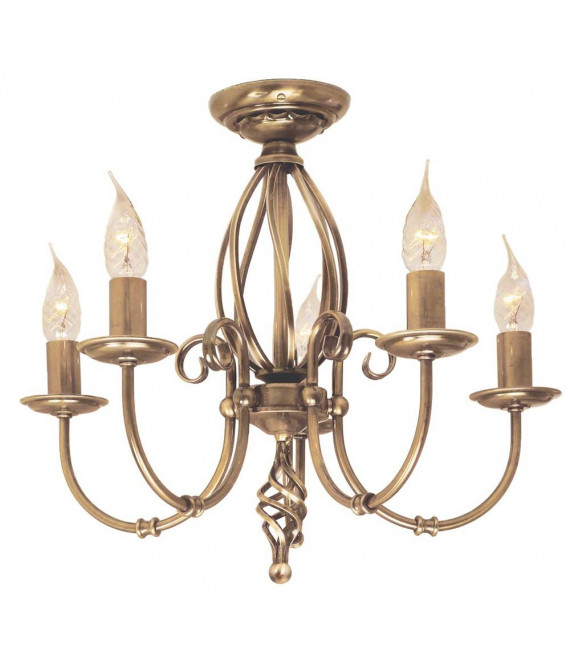 Lampada a sospensione artigianale, ottone antico, 3 lampadine