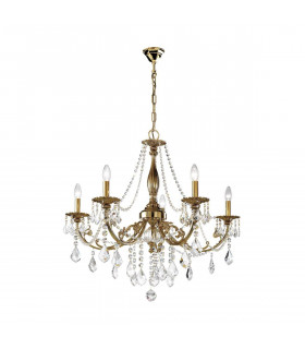 Klassischer Kronleuchter PISANI CRYSTAL Antik Messing 5 Glühbirnen