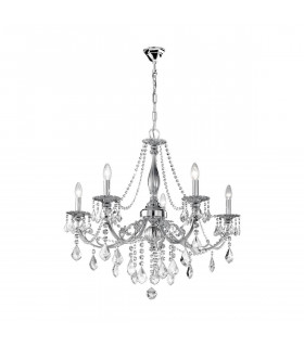 Chandelier classique PISANI CRYSTAL chrome 5 ampoules