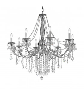 Chandelier classique PISANI CRYSTAL chrome 8 ampoules