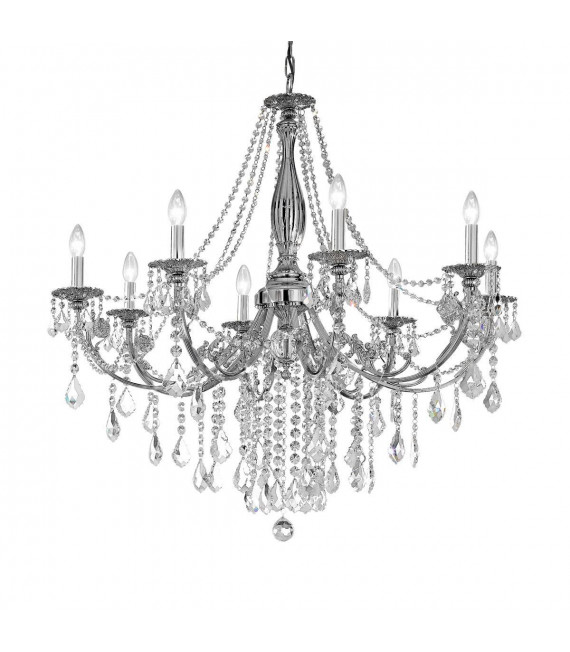 Klassischer Kronleuchter PISANI CRYSTAL Chrom 8 Glühbirnen