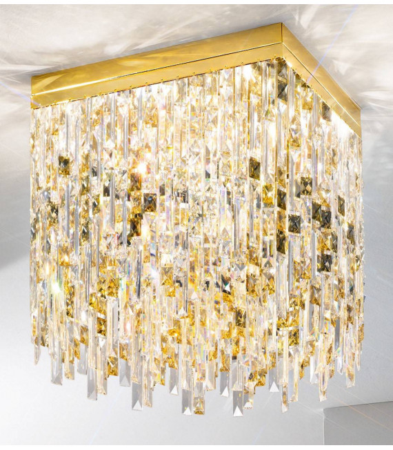 Plafoniera design PRISMA 24 carati oro 8 lampadine