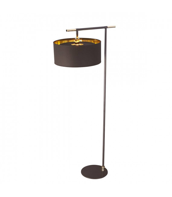 Balance Wandleuchte aus poliertem Messing mit braunem Lampenschirm