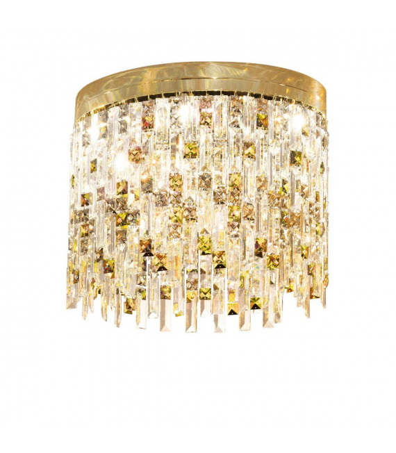 Plafoniera design PRISMA 24 carati oro 6 lampadine