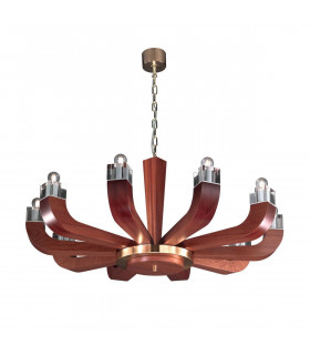 Lampadario design RIVIERA Mahagoni 10 lampadine