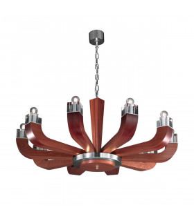 Lampadario design RIVIERA Mahagoni 10 lampadine