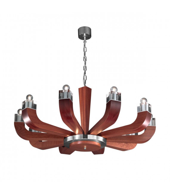 Araña de diseño RIVIERA Mahagoni 10 bombillas