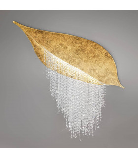 Plafoniera design FONTE DI LUCE foglia oro 3 lampadine