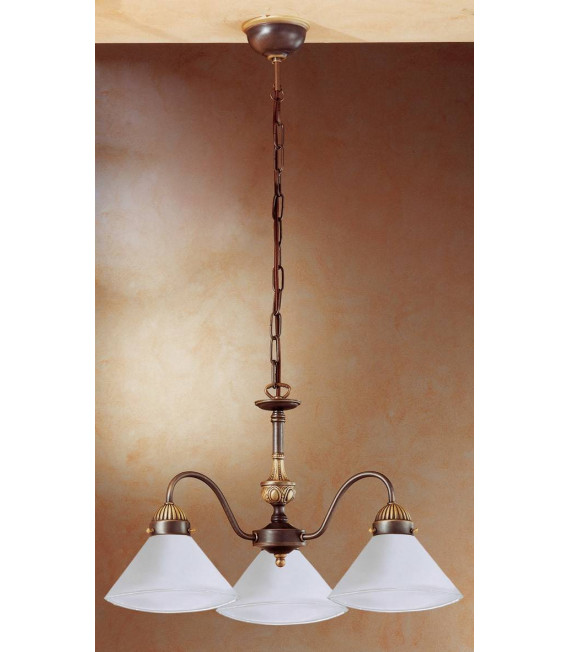 Candeliere accogliente stile NONNA ottone antico 3 lampadine