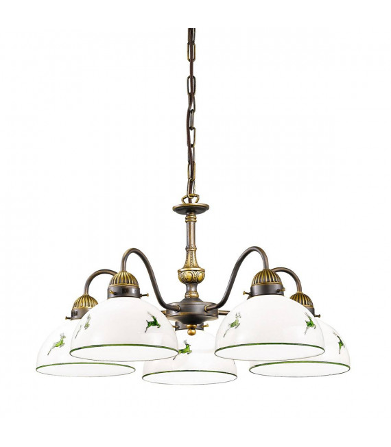 Candeliere accogliente stile NONNA ottone antico 5 lampadine