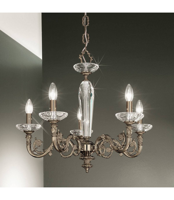 Chandelier classique CONTARINI laiton antique 5 ampoules