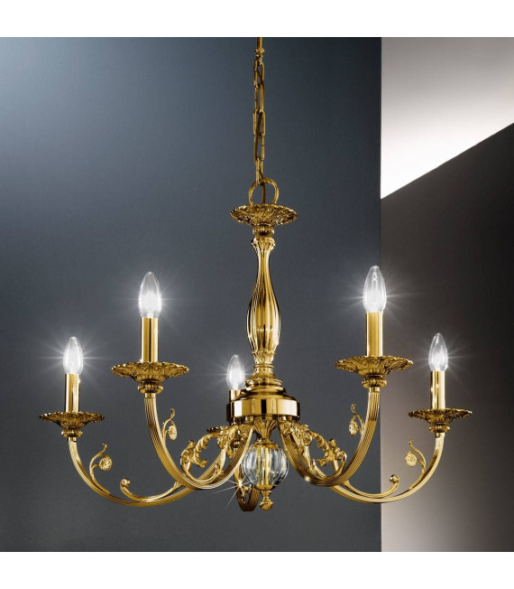 Candeliere classico PISANI in ottone antico 5 lampadine