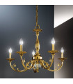 Chandelier classique PISANI laiton antique 5 ampoules