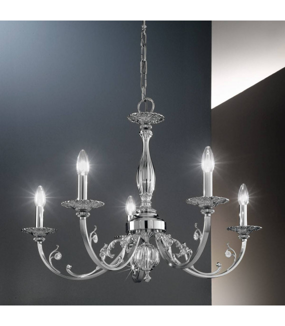 Candelabro clásico PISANI cromo 5 bombillas