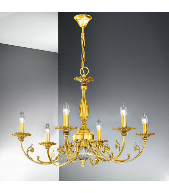 Candelabro clásico PISANI 24 quilates Oro 6 bombillas