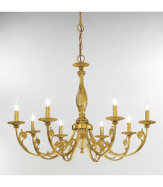Candelabro clásico PISANI oro francés 8 bombillas