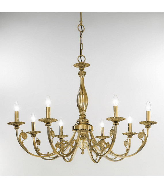 Candelabro clásico PISANI latón antiguo 8 bombillas