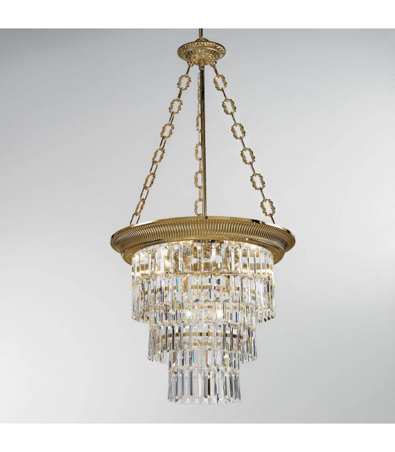 Chandelier classique MILORD CRYSTAL laiton antique 4 ampoules