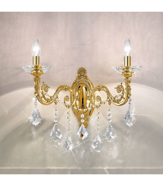 Applique murale classique CONTARINI CRYSTAL or Français 2 ampoules