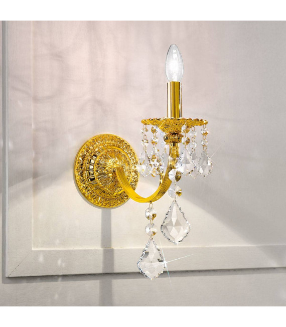 Applique classica PISANI CRYSTAL 24 carati Oro 1 lampadina