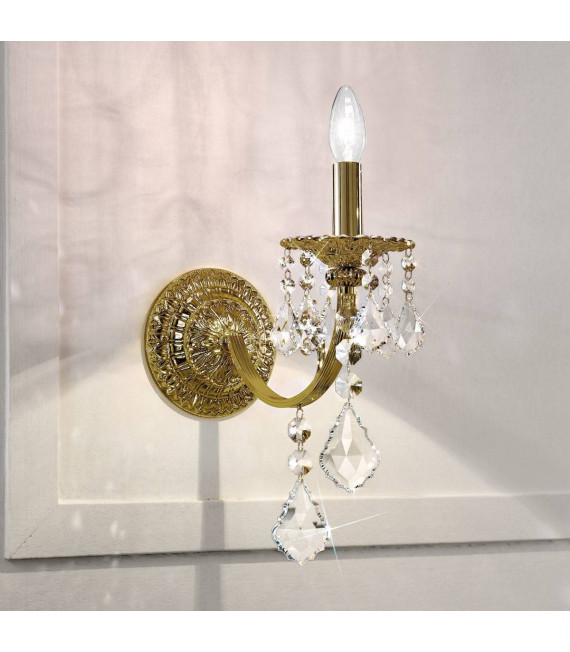 Applique murale classique PISANI CRYSTAL laiton antique 1 ampoule